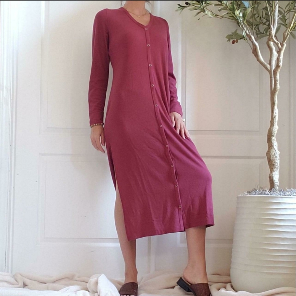 🍂 PARADE Women's XL Thermal Snap Button Dress with Side Slit